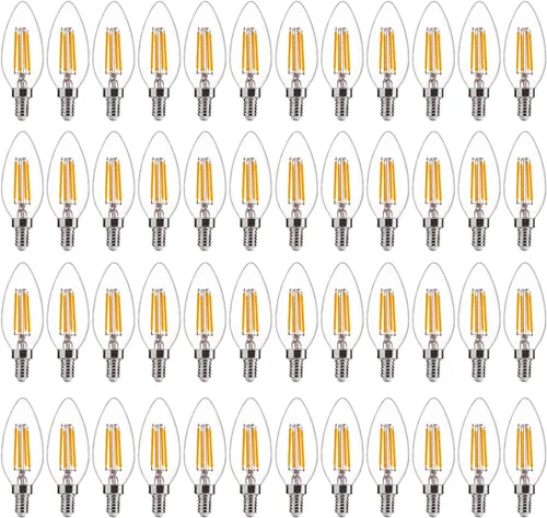 Miniatura 30 de FLSNT Amber LED Candelabra Light Bulbs 40W Equivalent, B11 E12 LED Chandelier Bulbs, 2200K Warm White, Dimmable, 330LM, 96 Pack UL,CA65 Listed.