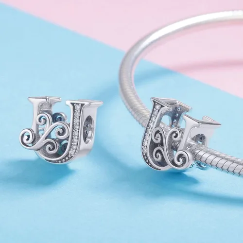 Miniatura 111 de BETTY&SARAH dije de plata esterlina 925 con forma de letra, para pulseras Pandora, letra del alfabeto, joya, regalo para mujer