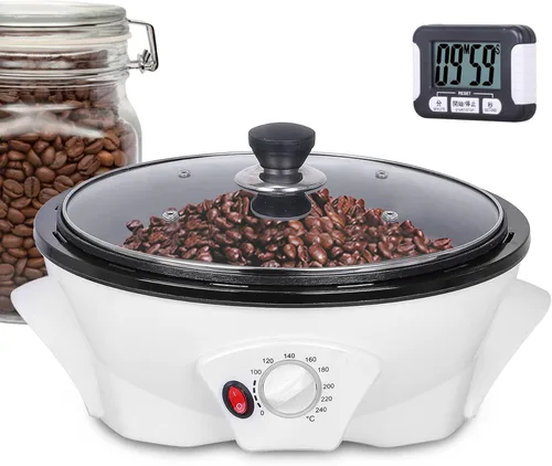 Miniatura 7 de JIAWANSHUN Tostador de café eléctrico 17.64 oz Tostador de grano de café 32.0-464.0 °F antiadherente para el hogar granos de cacahuete tostador 1200