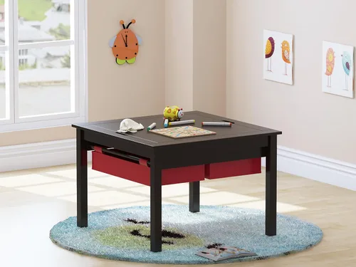 Miniatura 7 de UTEX Mesa de juego de construcción 2 en 1 para niños con cajones de almacenamiento y plato integrado (Espresso)