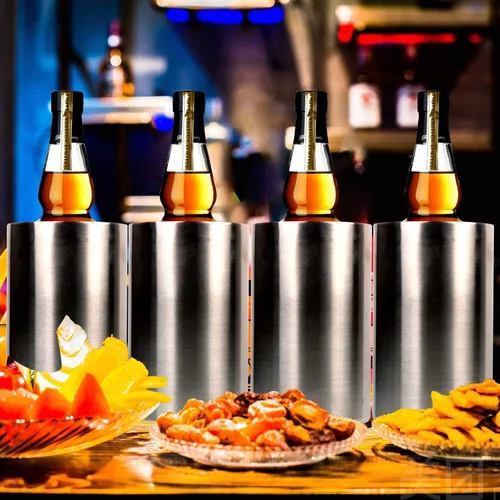 Miniatura 7 de Jolitac Cubo enfriador de vino, cubo enfriador de vino de doble pared de acero inoxidable, mantiene el frío durante horas, enfriador de botellas