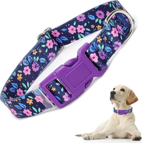 Miniatura 33 de Collares de Perro para Niñas con Patrones de Margaritas, Lindo Collar Rosa para Perras, Collares Ajustables Blandos y Duraderos para Perros XS 12