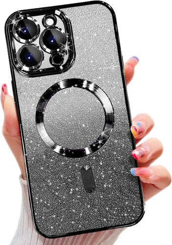 Miniatura 10 de Misscase Funda magnética compatible con iPhone 14 con purpurina y protector de lente de cámara, protección completa, compatible con MagSafe