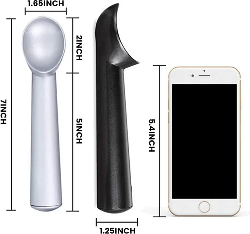Miniatura 3 de HANSGO Cuchara para helado, 2 unidades, 7 pulgadas, antiadherente, anticongelante, cuchara de helado, diseño de aluminio, apta para lavavajillas