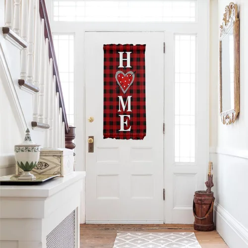 Cortinas de puerta para el día de San Valentín, cortina de ventana para privacidad, bolsillos para barra de cortina, cortina de puerta francesa con
