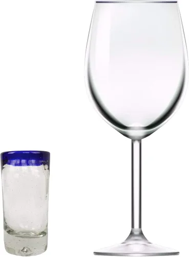 Miniatura 8 de NOVICA Artisan - Vasos de chupito de vidrio reciclado, soplados a mano, con borde azul transparente, 2 onzas, 'Tequila Blues' (juego de 6)