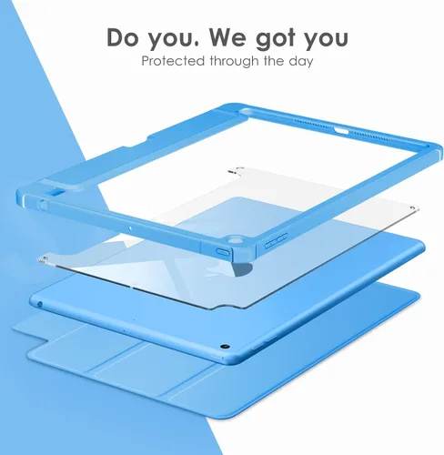 Miniatura 4 de VIKESI - Funda para iPad de 9ª / 8ª / 7ª generación de 10.2 pulgadas (lanzada en 2021/2020/2019), parte trasera transparente, cubierta de marco