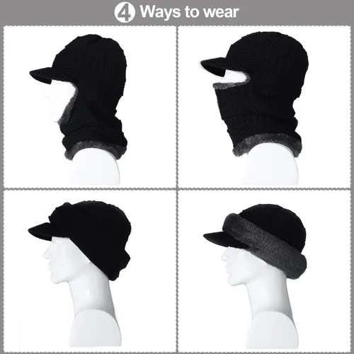 Miniatura 7 de Syhood Knitted Balaclava Beanie Hat Winter Neck Warmer Ski Face Cover Neck Gaiter