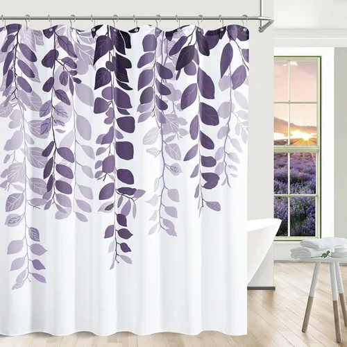 Miniatura 7 de BOODII Cortinas de ducha negras de 36 x 72 pulgadas, cortina de ducha de eucalipto de primavera para baño, cortina de baño con textura de flameado