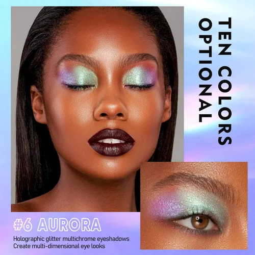 Miniatura 3 de Maki Yika Sombra de ojos líquida con brillo Ojos de camaleón metálicos Sombra de ojos multicolor cambiante de larga duración Sombra de ojos Aurora