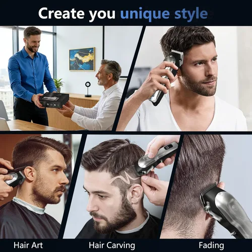 Miniatura 7 de Cortapelos para hombres profesional inalámbrico para uso doméstico y barbero, juego de recortadora recargable para cortar el cabello y aseo