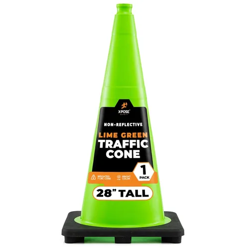 Miniatura 26 de Xpose Safety Cono de tráfico verde lima de 28 pulgadas, paquete de 4, cono de seguridad de PVC de alta calidad para estacionamiento, precaución
