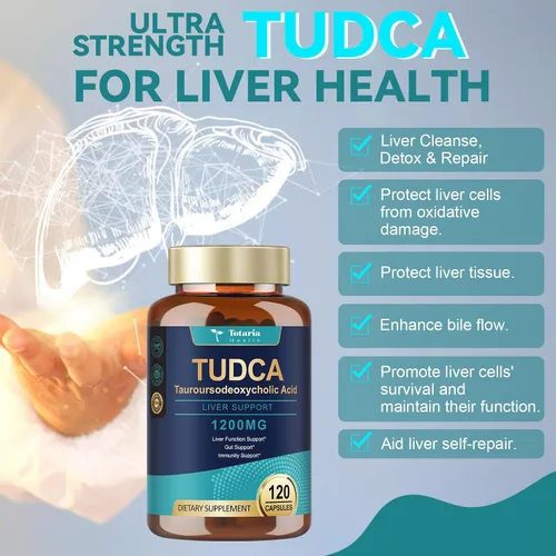 Miniatura 5 de Totaria TUDCA Suplemento de 1200 mg (ácido tauroursodesoxicólico), 120 cápsulas, suplementos hepáticos de sales biliares TUDCA ultra fuertes, Tudca