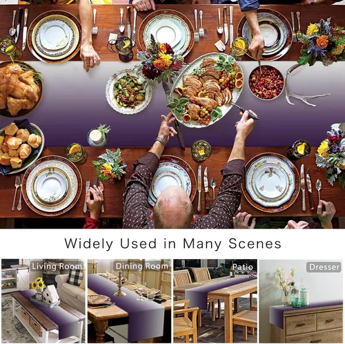 Miniatura 2 de Artwork Store Camino de mesa de lino y algodón morado, para mesa de comedor, decoración de cocina de granja, decoración de cena de vacaciones, 13 x