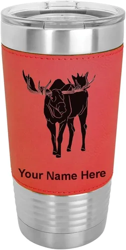 Miniatura 18 de LaserGram Vaso aislado al vacío de 20 onzas, alce, grabado personalizado incluido (piel sintética, estilo béisbol)