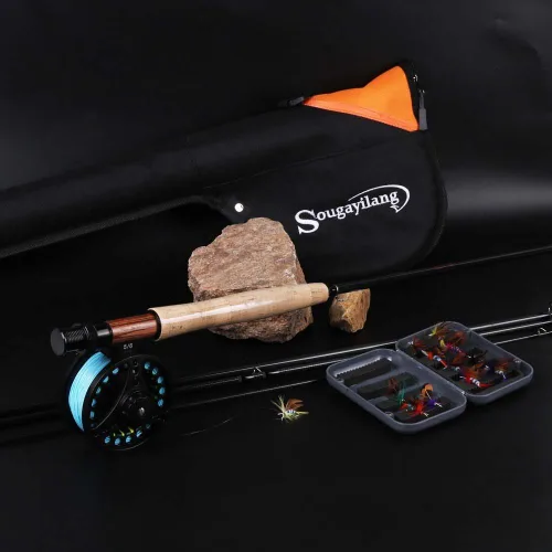 Miniatura 4 de Kit de caña y carrete Sougayilang para pesca con mosca en agua dulce y en agua salada