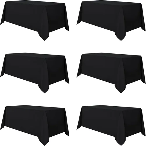 Miniatura 12 de Mantel rectangular de poliéster, manteles para mesas rectangulares de 6 pies, manteles de tela decorativa lavable para bodas, banquetes y campamento
