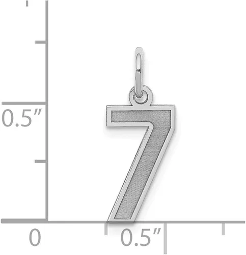 Miniatura 2 de Colgante de plata de ley 925 maciza número 7 acabado mate cepillado 0748 in x 0276 in