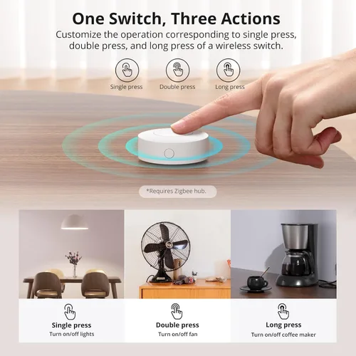 Miniatura 6 de Interruptor Zigbee SONOFF, SNZB-01P Botón de Pulsión Inalámbrico, Soporta la Creación de Escenas Inteligentes, Activa los Dispositivos Conectados