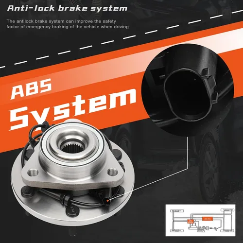 Miniatura 3 de 515155 Buje de rueda delantera y conjunto de cojinetes con ABS 6 lengüetas para Nissan Titan Armada 4WD 2012 2013 2014 2015