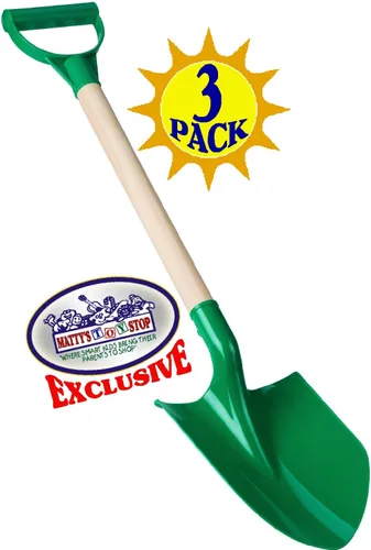 Miniatura 5 de Matty's Toy Stop Palas de arena de madera resistente de 31 pulgadas con pala y mango de plástico (rojo, azul y verde) paquete completo de regalo
