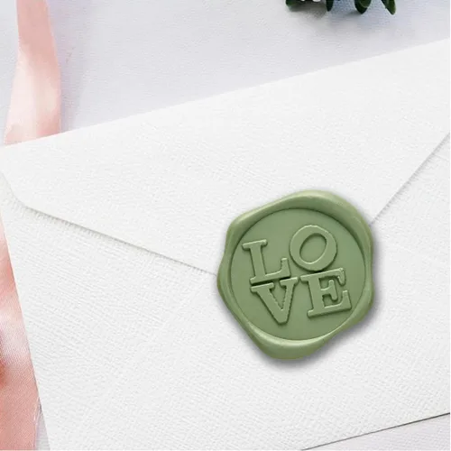 Miniatura 4 de Love - Calcomanías adhesivas para sellar cera, 25 unidades, prefabricadas con cera de sellado real (dorado)