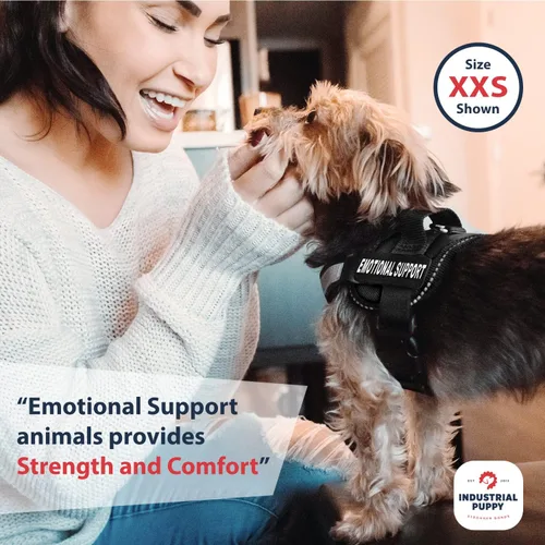 Miniatura 4 de Industrial Puppy Arnés de chaleco de apoyo emocional, chaleco duradero y ajustable para perro con correas reflectantes, parches extraíbles, asa
