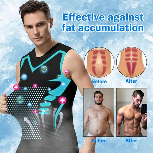 Miniatura 2 de Chaleco moldeador iónico, cómodo y transpirable, tela de seda de hielo para hombres para construir un cuerpo perfecto