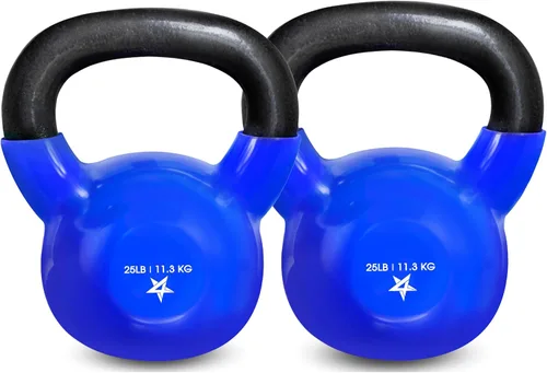 Miniatura 25 de Yes4All Pesa rusa, pesas rusas de hierro fundido con revestimiento de vinilo de 5-100 LB para entrenamiento de fuerza para ejercicios de gimnasio