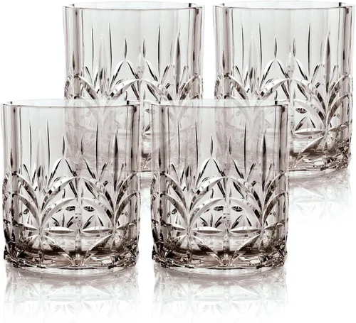 Miniatura 8 de BELLAFORTE Juego de 4 vasos de whisky de plástico Tritan de 13 onzas, vasos de vino irrompibles de corte de cristal inastillables para cócteles