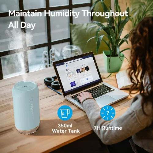 Miniatura 3 de Mini humidificador portátil, humidificador pequeño de niebla fría de 11.8 fl oz, humidificadores de escritorio personal USB para dormitorio