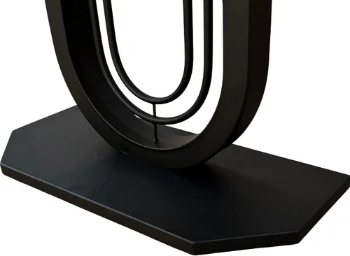 Miniatura 6 de Mesa consola rectangular estrecha de 39.37 pulgadas con parte superior de mármol, elegante mesa de entrada moderna, marco de metal en forma redonda