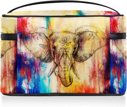 Miniatura 7 de Bolsa de maquillaje grande de elefante para mujer, bolsa de cosméticos de viaje, bolsa de maquillaje portátil para botellas, pinceles, lápiz labial