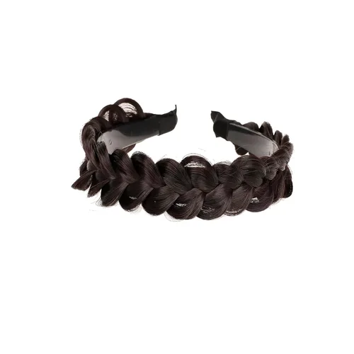 Diadema trenzada de pelo sintético, aro de pelo clásico, grueso, ancho, trenzado, peluca de trenzas esponjosas, accesorio de belleza para mujeres y