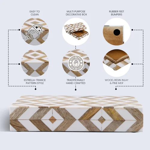 Miniatura 2 de Handicrafts Home Colección Marquet Array - Joyero decorativo hecho a mano para recuerdos, baratijas y decoración del hogar, caja para almacenamiento