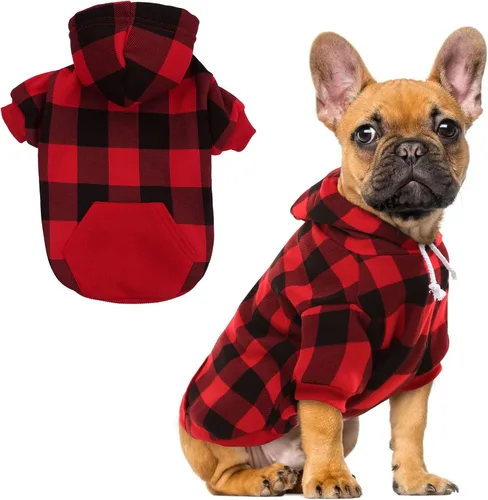 Miniatura 22 de EXPAWLORER - Sudadera con capucha para perro, estilo británico, suave y cálido con agujero para la correa, para clima frío, abrigo de invierno