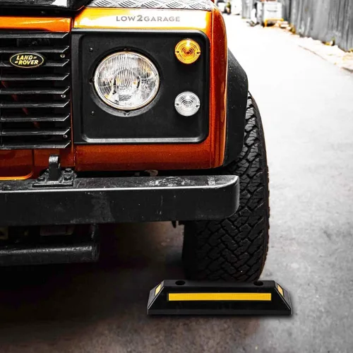 Miniatura 8 de Zento Deals Bloques guía de neumáticos de estacionamiento de goma de alta calidad, tiras reflectantes amarillas de alta visibilidad