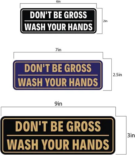 Miniatura 2 de Letrero estándar para puerta o pared, diseño de "Don't Be Gross ("Wash Your Hands"), color negro, mediano