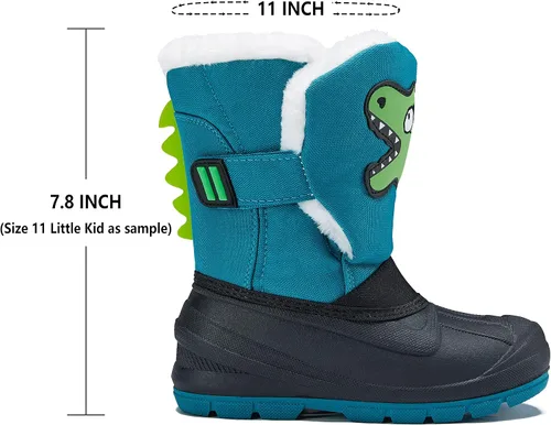Miniatura 4 de MORENDL Botas de nieve para niños, impermeables, con forro de piel, cálidas, antideslizantes, para niños y niñas, para caminar al aire libre