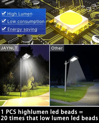 Miniatura 4 de JAYNLT Y-2000W Luz solar de calle, 200000LM 6500K luces de inundación solar al aire libre del atardecer al amanecer, 6500K IP67 impermeable luz