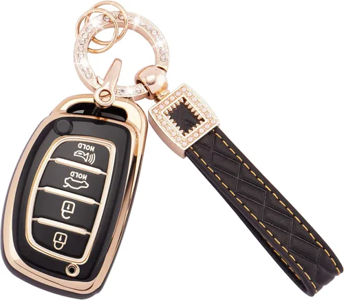 Miniatura 33 de Ekala para Honda Funda para Llavero con Llavero de Cuero, 5 Botones Carcasas de Teclas de TPU Suave Compatibles con Honda Civic Accord Pilot CR-V