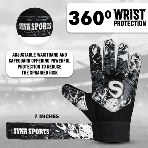 Miniatura 5 de Guantes de portero de fútbol para niños y jóvenes, guantes de portero de fútbol de 0.157 pulgadas (0.157 in), antideslizantes, resistentes, palma