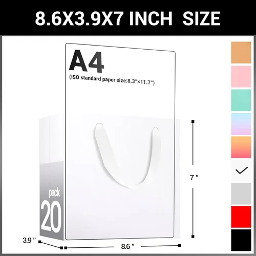 Miniatura 2 de EUSOAR Bolsas de papel blanco, 20 bolsas pequeñas de papel kraft de 8.6 x 3.9 x 7 pulgadas, bolsa de regalo con asas a granel, bolsas de papel