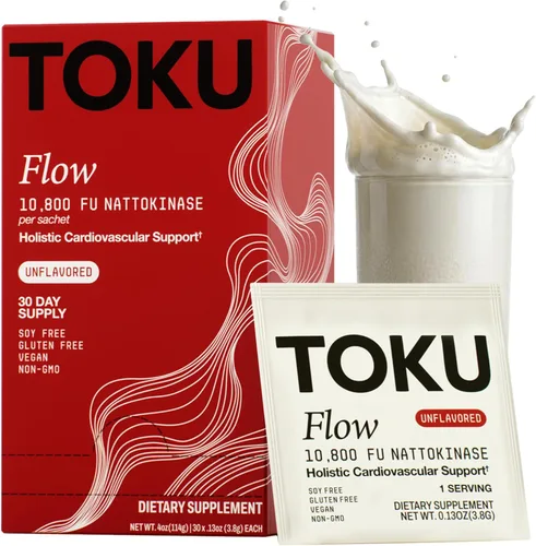 Toku Nattokinase 10,800 FU Suplemento con Vitamina K2 MK7 y Beta Glucano de Avena, Polvo de Apoyo para la Circulación Diaria, Mezcla de Bebida a