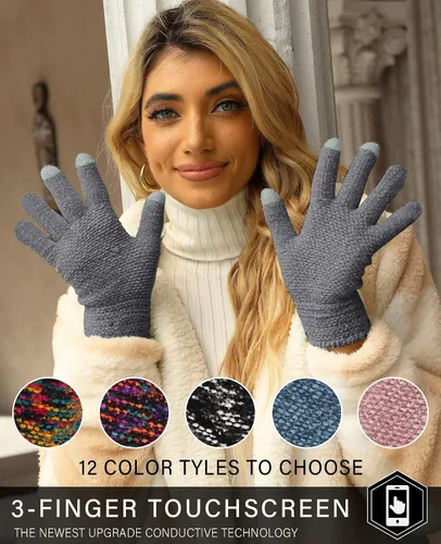 Miniatura 5 de FZ FANTASTIC ZONE Womens Winter Touchscreen Gloves for Cold Weather, Chenille Warm Knit Gloves