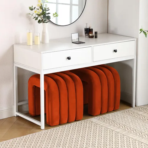 Miniatura 22 de Taburete otomano multifuncional, reposapiés para sofá, taburete de tocador moderno para sala de maquillaje, sala de estar y entrada, taburete