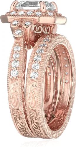 Miniatura 2 de Tienda Collection Platinum or Gold Plated Sterling Silver Antique Ring set with Asscher-Cut Infinite Elements Cubic Zirconia