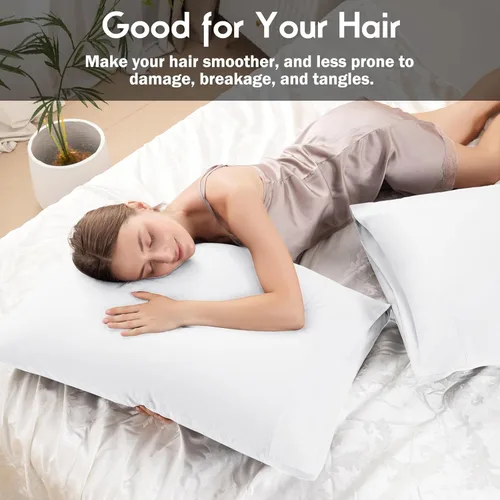 Miniatura 5 de Paquete de 2 fundas de almohada de viscosa refrescante de bambú con cierre de sobre, funda de almohada fresca y transpirable para personas que