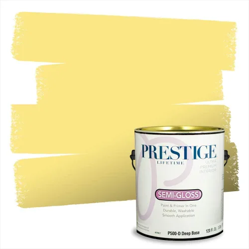 Miniatura 174 de PRESTIGE Pinturas Pintura Exterior e Imprimación En Uno, 1 Galón, Satinado, Pareja Comparable de Benjamin Moore* Amarillo* 320BM-PCM