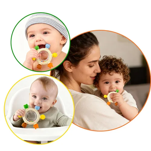 Miniatura 7 de Juguetes de dentición para bebés de 0 a 6 a 12 meses, mordedores de silicona para bebés, juguete sensorial seguro para el congelador, juguete